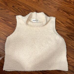 Cream Textured Sleeveless Sweater
